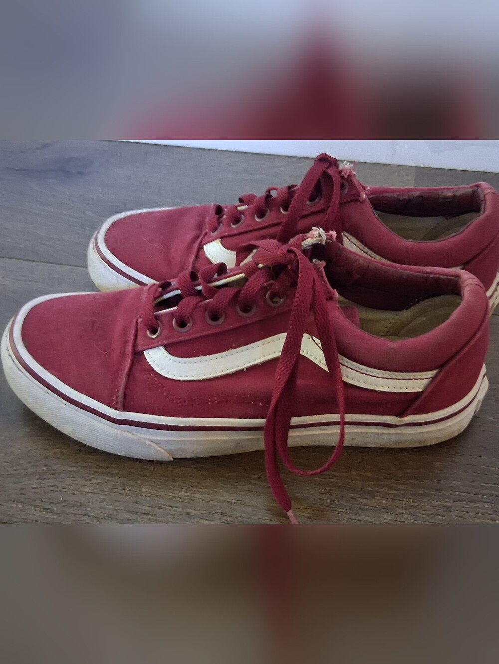 Vans Women's Red and White Low-Top Sneakers Size 7.5
